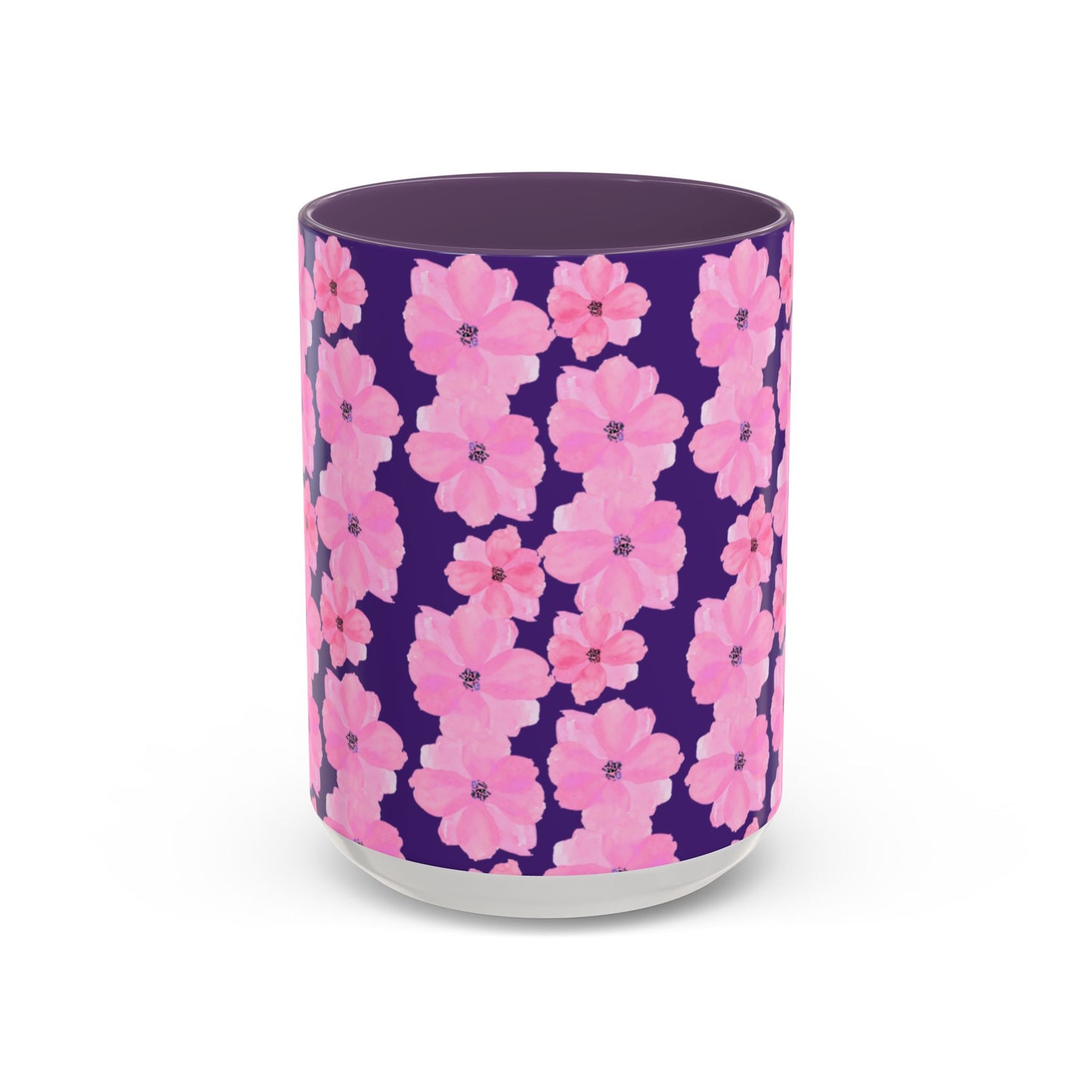 Chic Floral Coffee Mug - Pink Blossoms on Dark Background