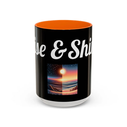 Rise & Shine Accent Coffee Mug - Motivational Black Mug for Morning Boost - RizQ Life 