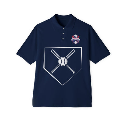 Men's Baseball Piqué Polo - Baseball with Graphic Bat and Ball Design