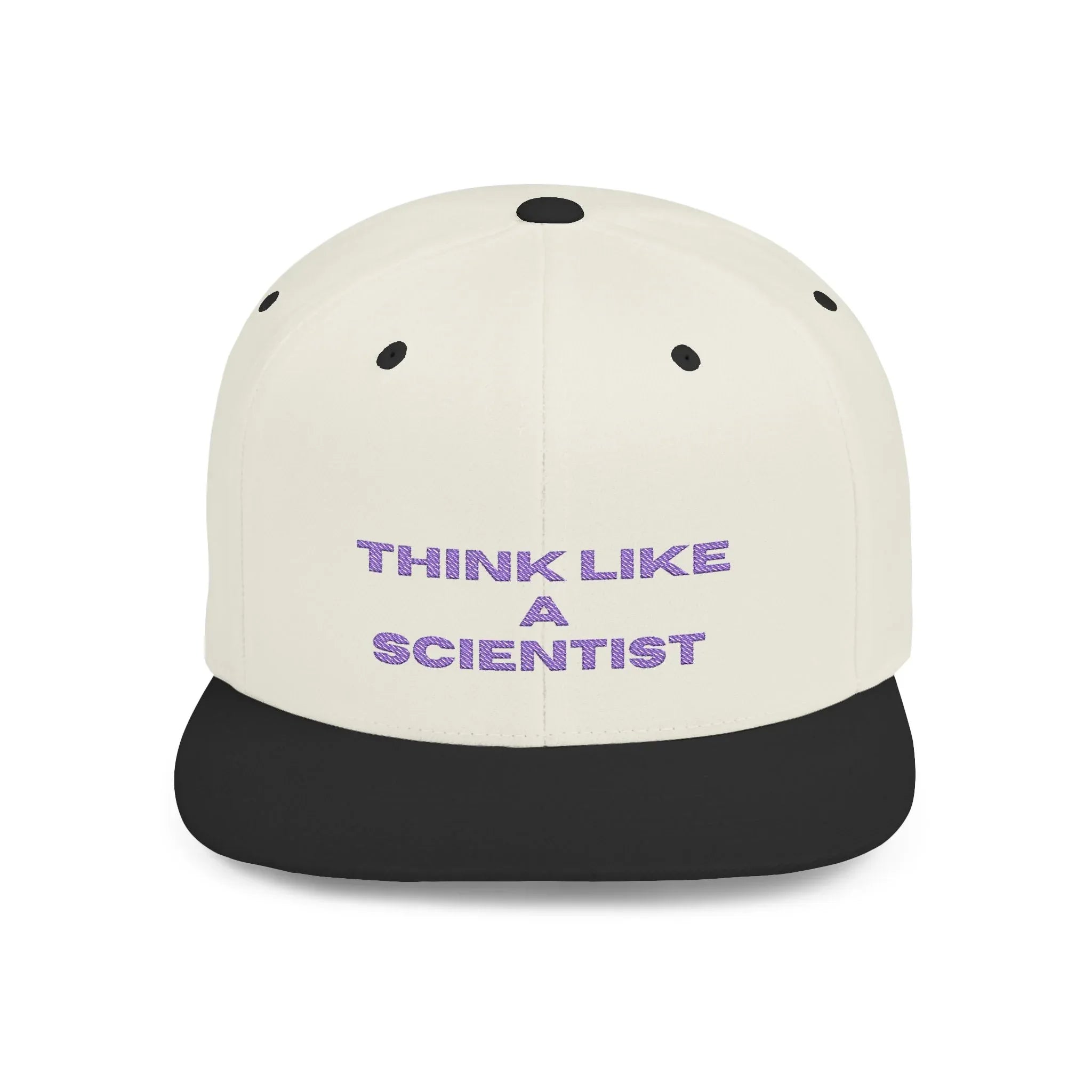Think Like A Scientist Snapback Cap – Trendy flat bill hat for science lovers, STEM enthusiasts, and geeky gifts. Perfect for casual wear & conventions. - RizQ Life 