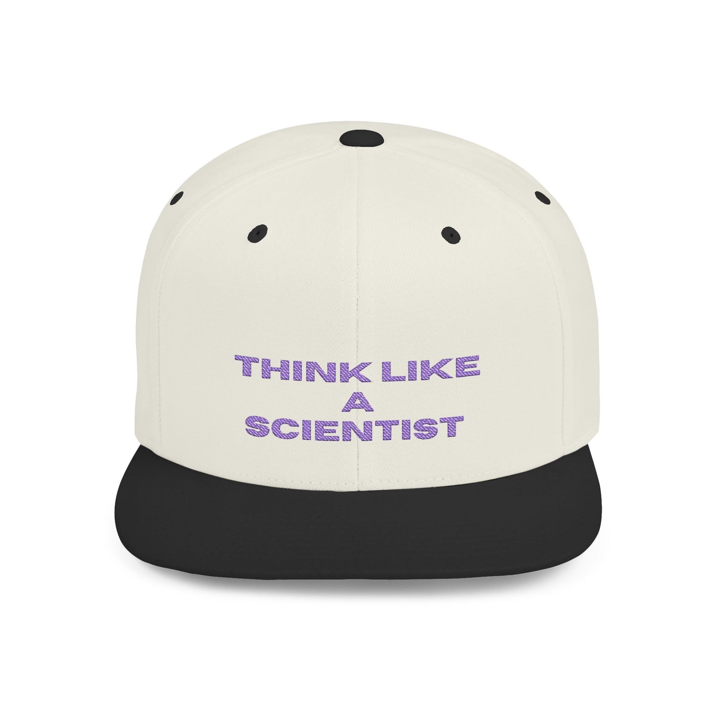 Think Like A Scientist Snapback Cap – Trendy flat bill hat for science lovers, STEM enthusiasts, and geeky gifts. Perfect for casual wear & conventions.