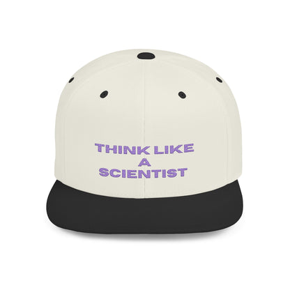 Think Like A Scientist Snapback Cap – Trendy flat bill hat for science lovers, STEM enthusiasts, and geeky gifts. Perfect for casual wear & conventions.