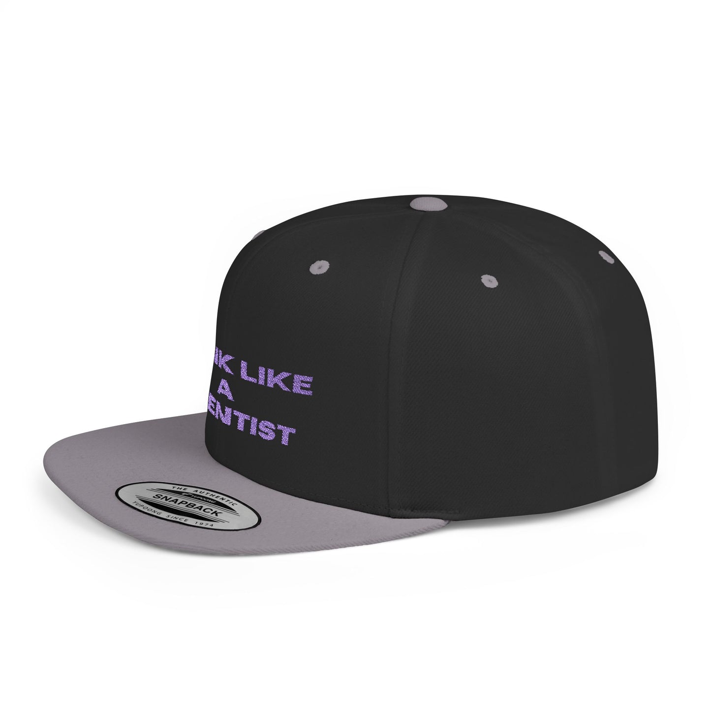 Think Like A Scientist Snapback Cap – Trendy flat bill hat for science lovers, STEM enthusiasts, and geeky gifts. Perfect for casual wear & conventions.