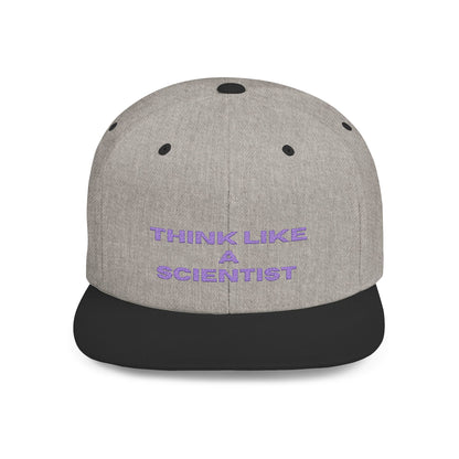 Think Like A Scientist Snapback Cap – Trendy flat bill hat for science lovers, STEM enthusiasts, and geeky gifts. Perfect for casual wear & conventions.