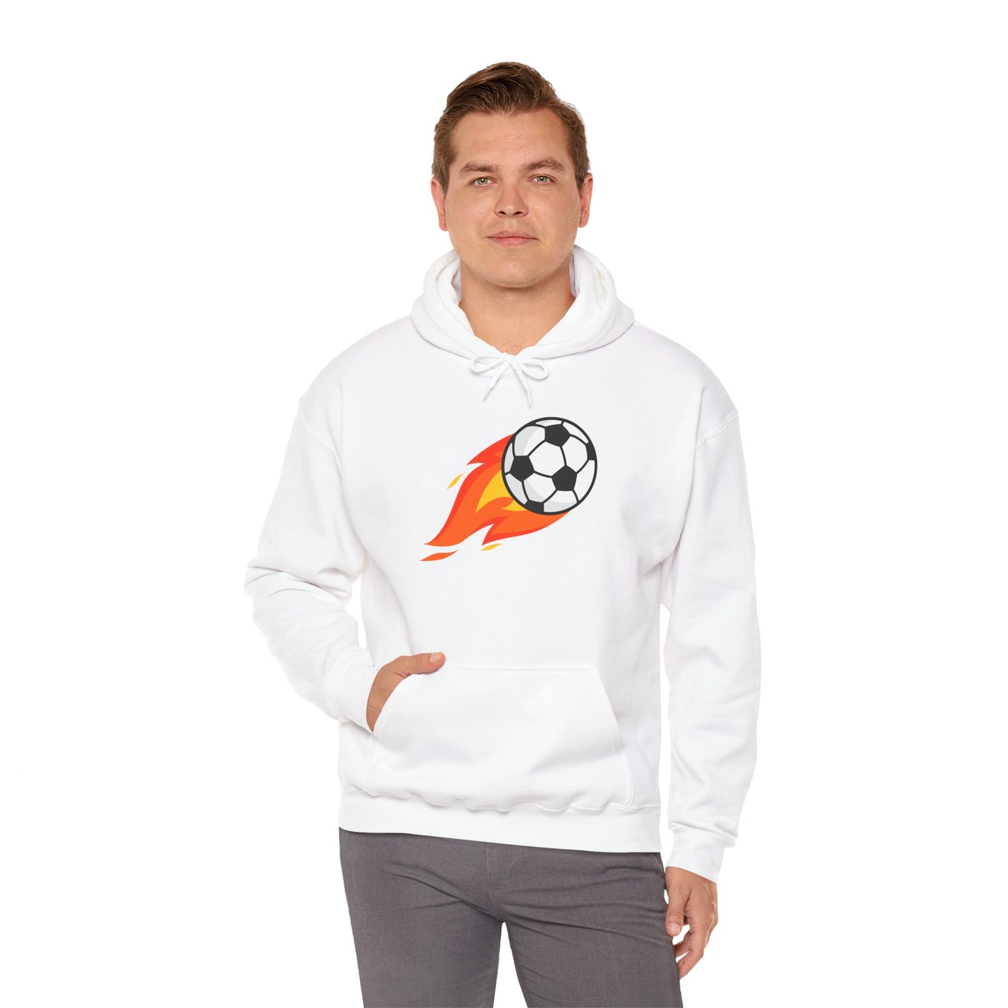 Soccer Fire Ball Hoodie - Men's Heavy Blend Hooded Sweatshirt