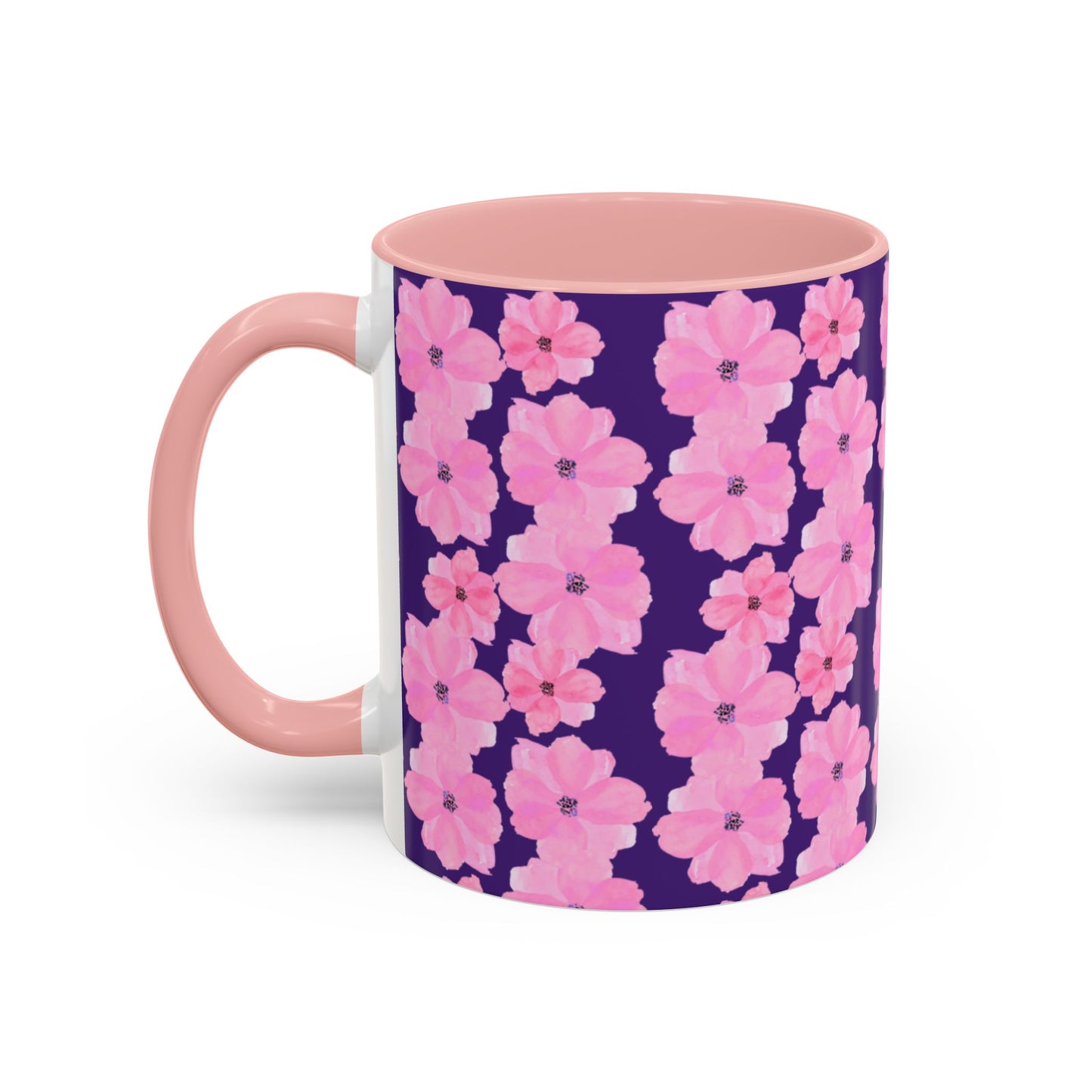 Chic Floral Coffee Mug - Pink Blossoms on Dark Background