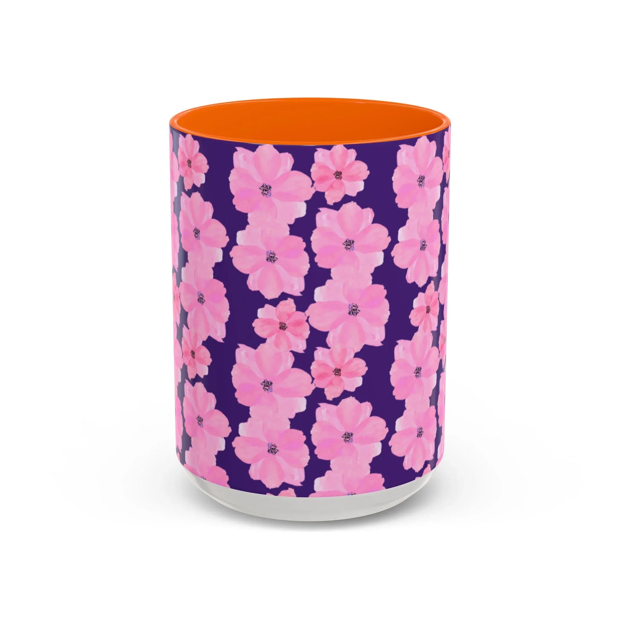 Chic Floral Coffee Mug - Pink Blossoms on Dark Background - RizQ Life 