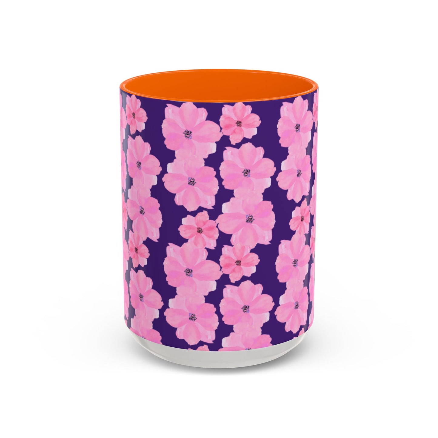 Chic Floral Coffee Mug - Pink Blossoms on Dark Background