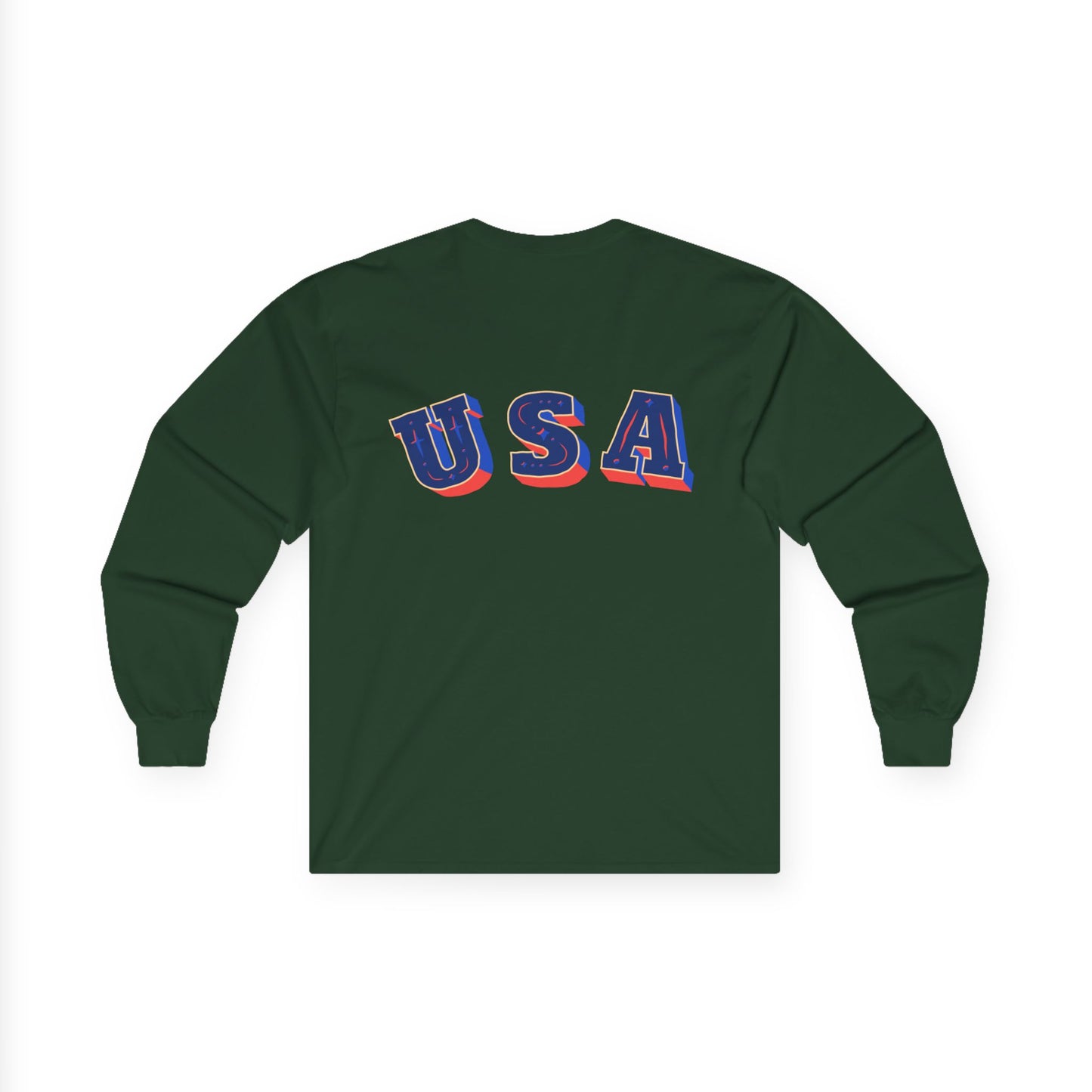 Patriotic Long Sleeve Tee - USA Flag Design