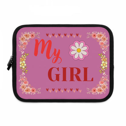My Girl Floral Laptop Sleeve — Pink Daisy Protective Case