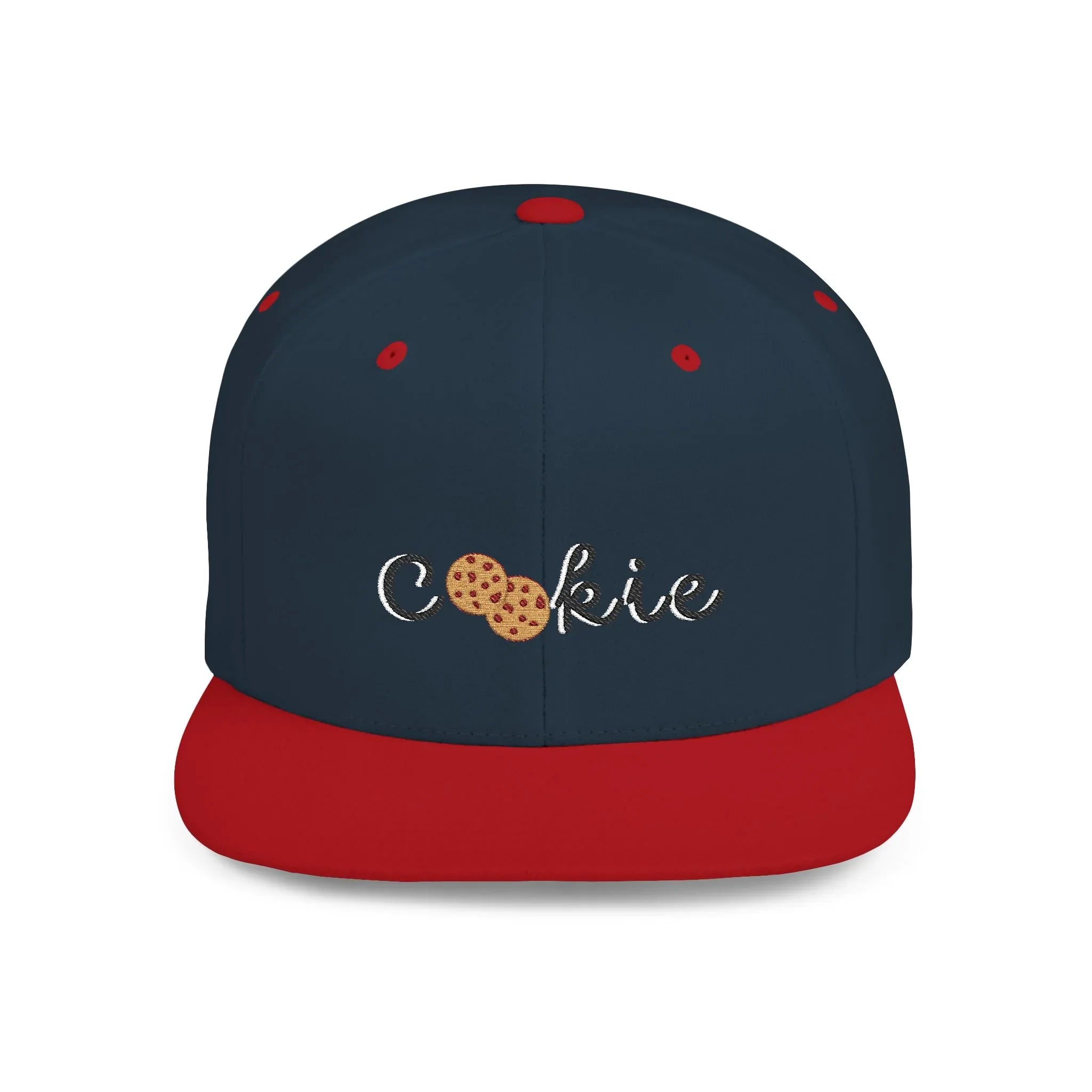 Trendy Cookie Flat Bill Snapback Cap – Adjustable, stylish hat for cookie lovers. Perfect gift for adults, birthdays, holidays, and streetwear fashion. - RizQ Life 