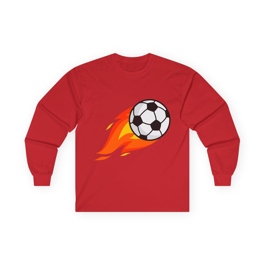 Flaming Soccer Ball Long Sleeve Tee - Sports Lovers Shirt