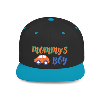 Mommy's Boy Flat Bill Snapback Cap – adjustable, stylish, and perfect for men, teens and even kids. Ideal casual hat or streetwear gift.