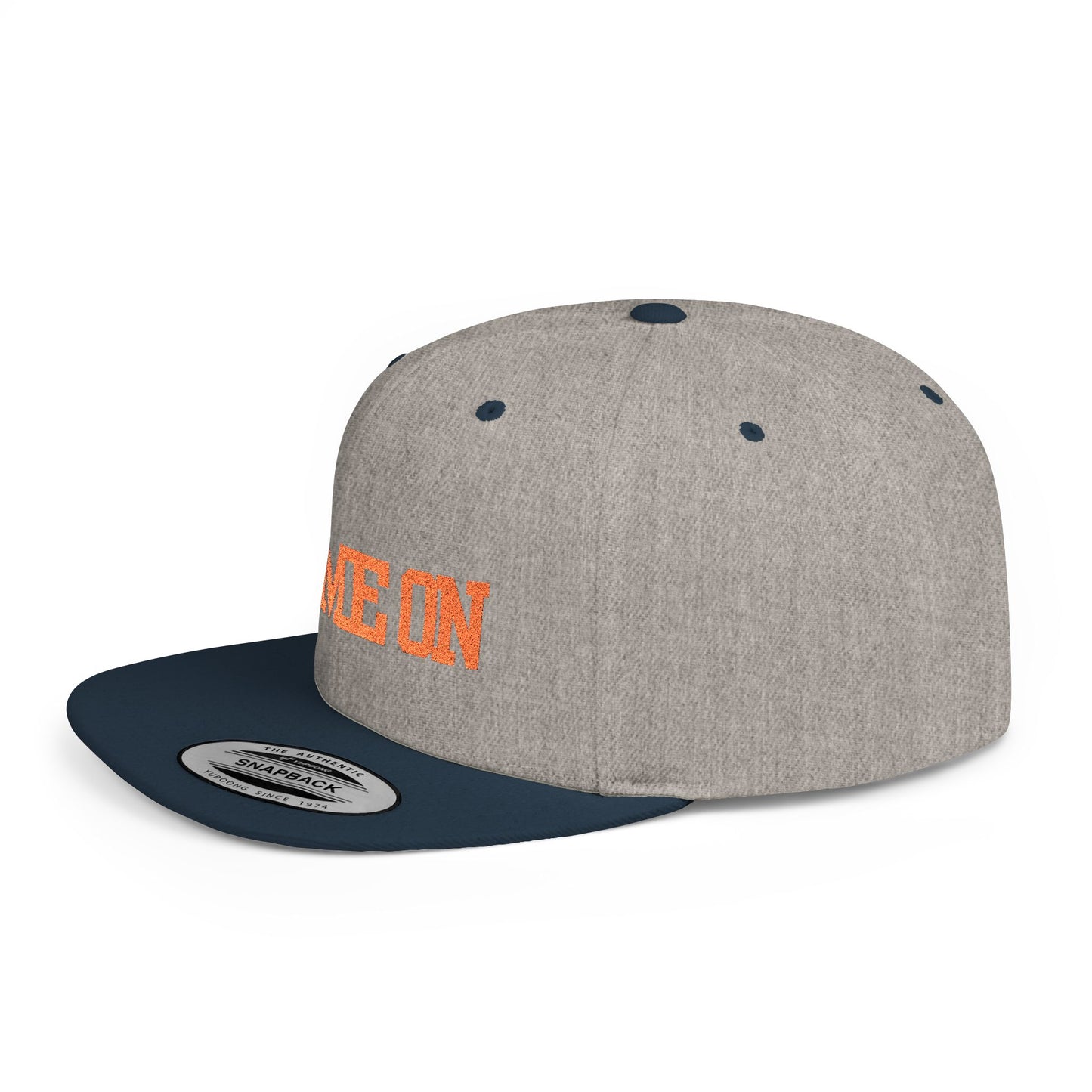 Trendy “Game On” snapback cap for adults. Adjustable flat bill hat, stylish streetwear accessory, perfect for gifts, festivals, sports, and casual outings.