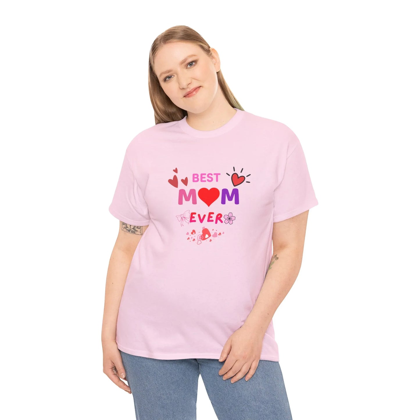 Best Mom Ever Mother’s Day T-Shirt - Aesthetic Heart & Bow Graphic Tee