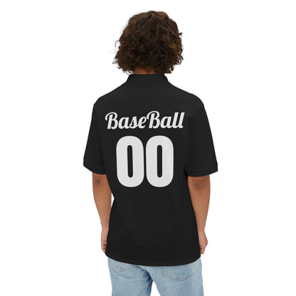 Men's Baseball Polo - Graphic Bat and Ball Design
