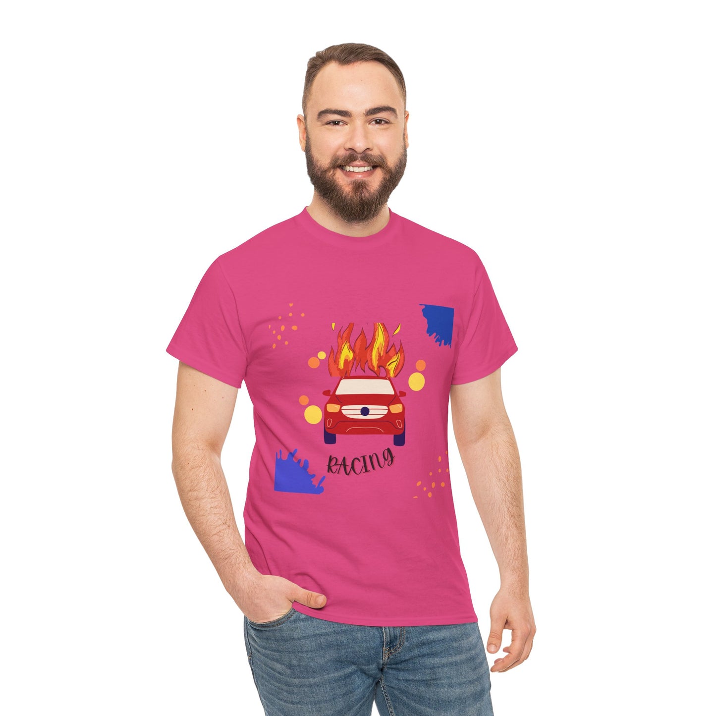 Unisex Racing Graphic T-Shirt – Heavy Cotton Car Racing Tee for Men & Women, Casual Motorsport Fan Shirt, Short Sleeve Top, Sizes S-5XL