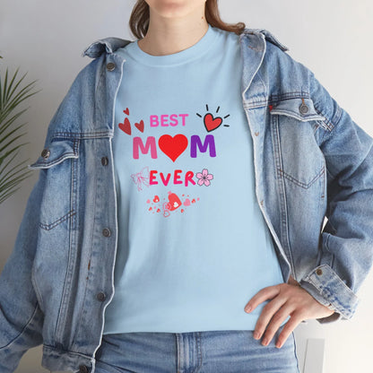 Best Mom Ever Mother’s Day T-Shirt - Aesthetic Heart & Bow Graphic Tee