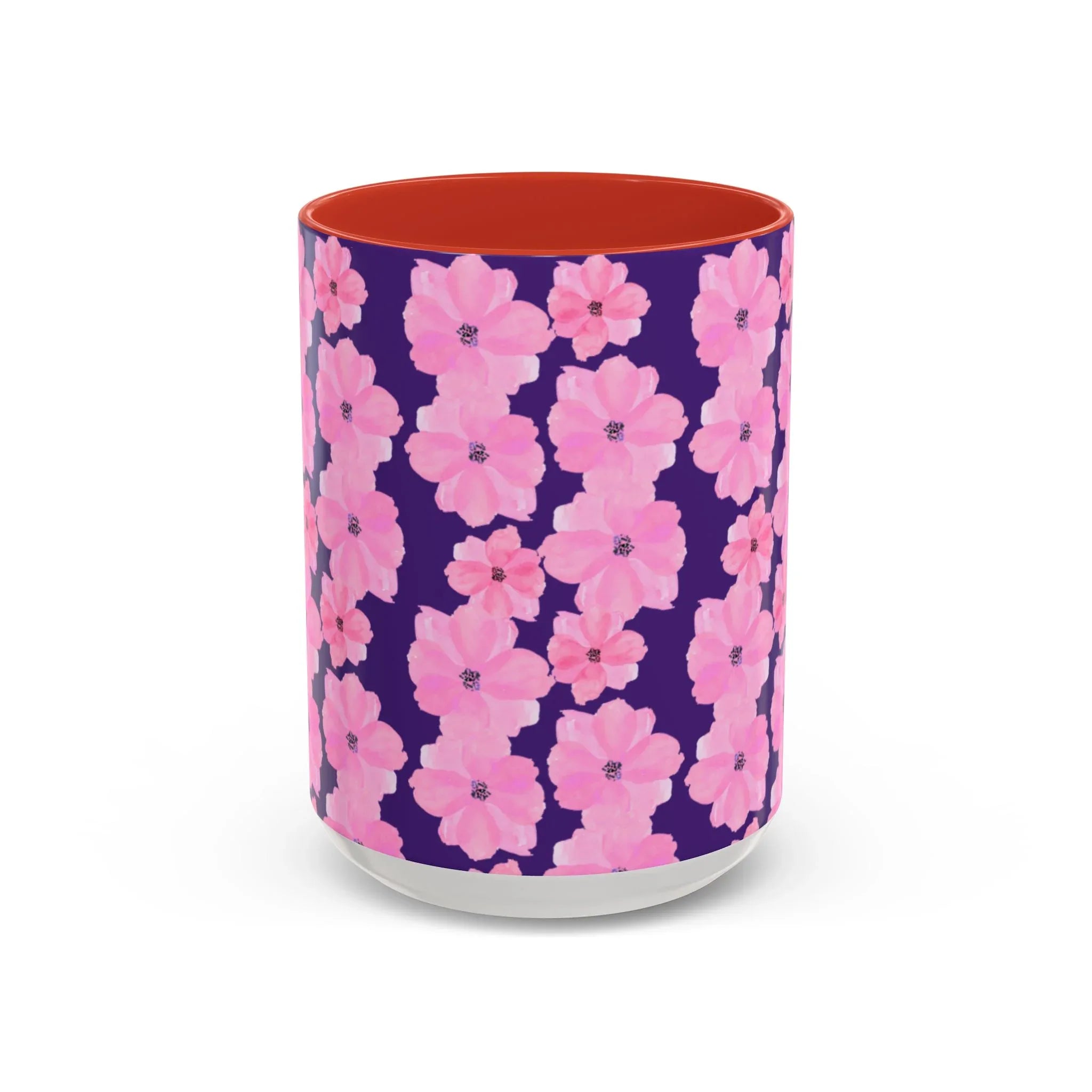 Chic Floral Coffee Mug - Pink Blossoms on Dark Background - RizQ Life 