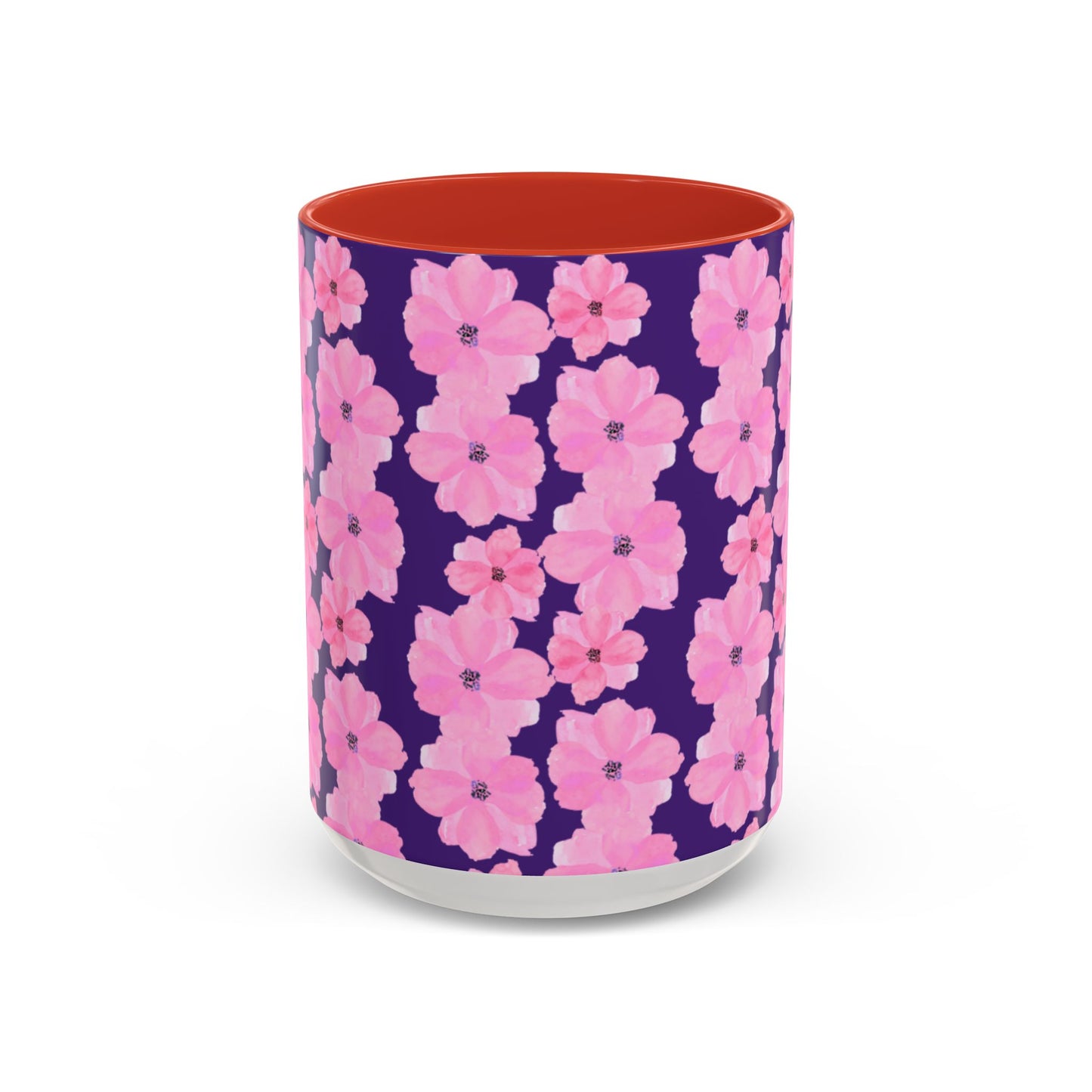 Chic Floral Coffee Mug - Pink Blossoms on Dark Background