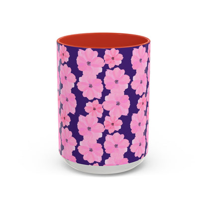 Chic Floral Coffee Mug - Pink Blossoms on Dark Background