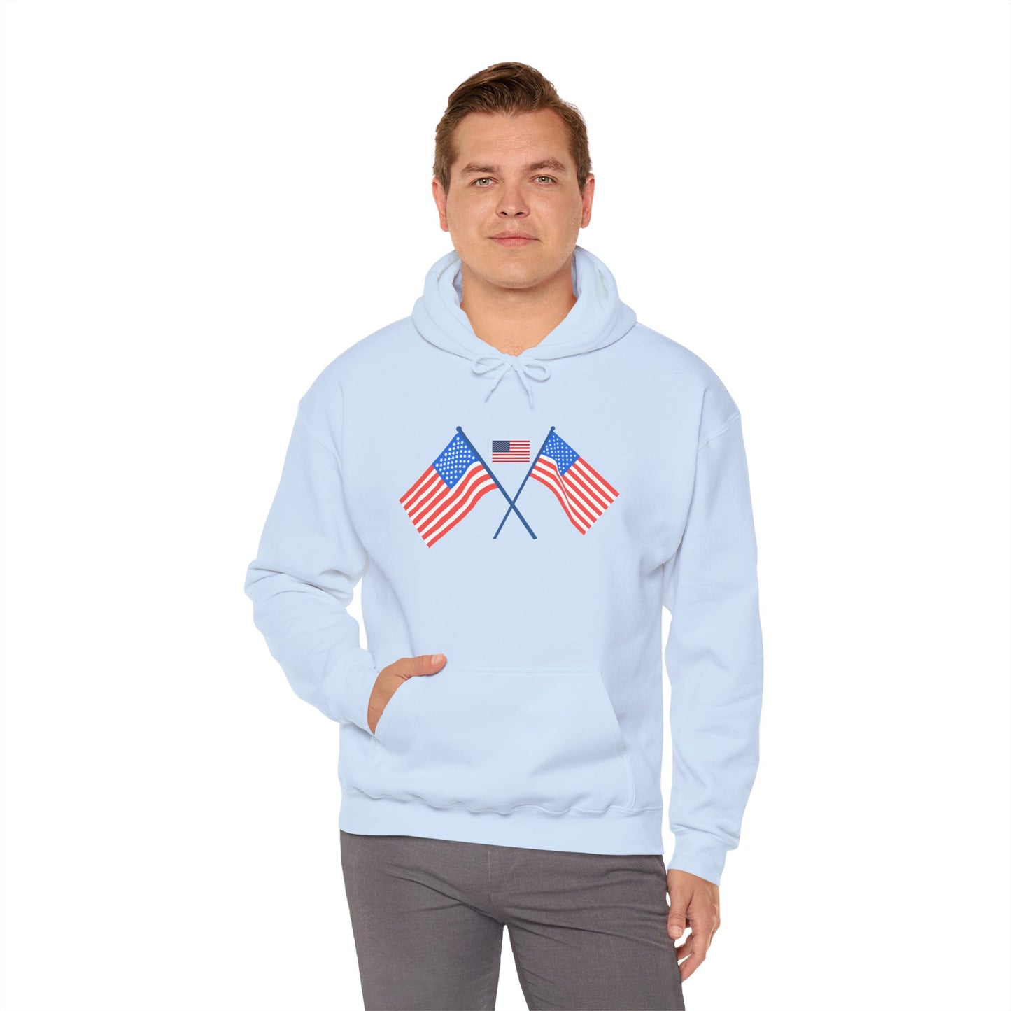 Men's Patriotic Hoodie - Double American Flag Graphic