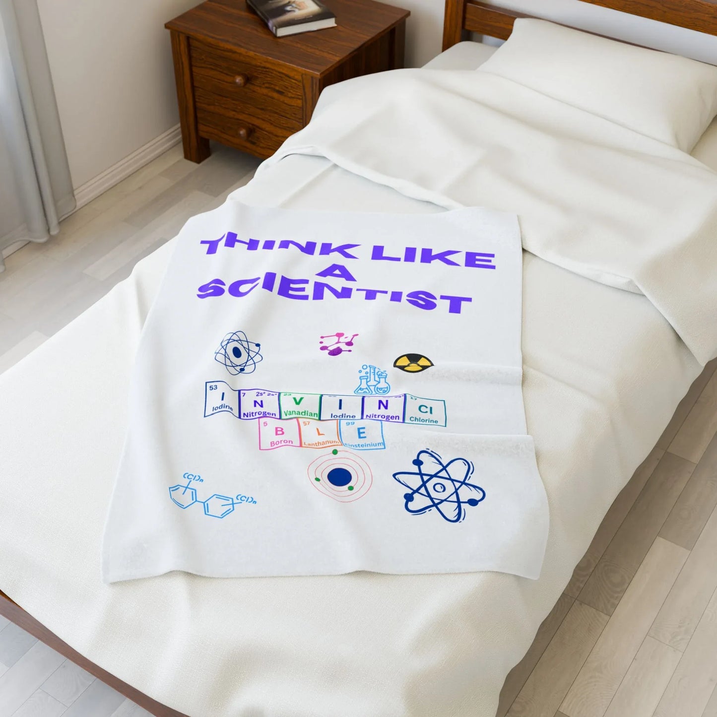 Think Like a Scientist Velveteen Plush Blanket - Cozy Gift for Science Lovers, Educational Decor, Science Theme, Home Comfort, [...] - RizQ Life 