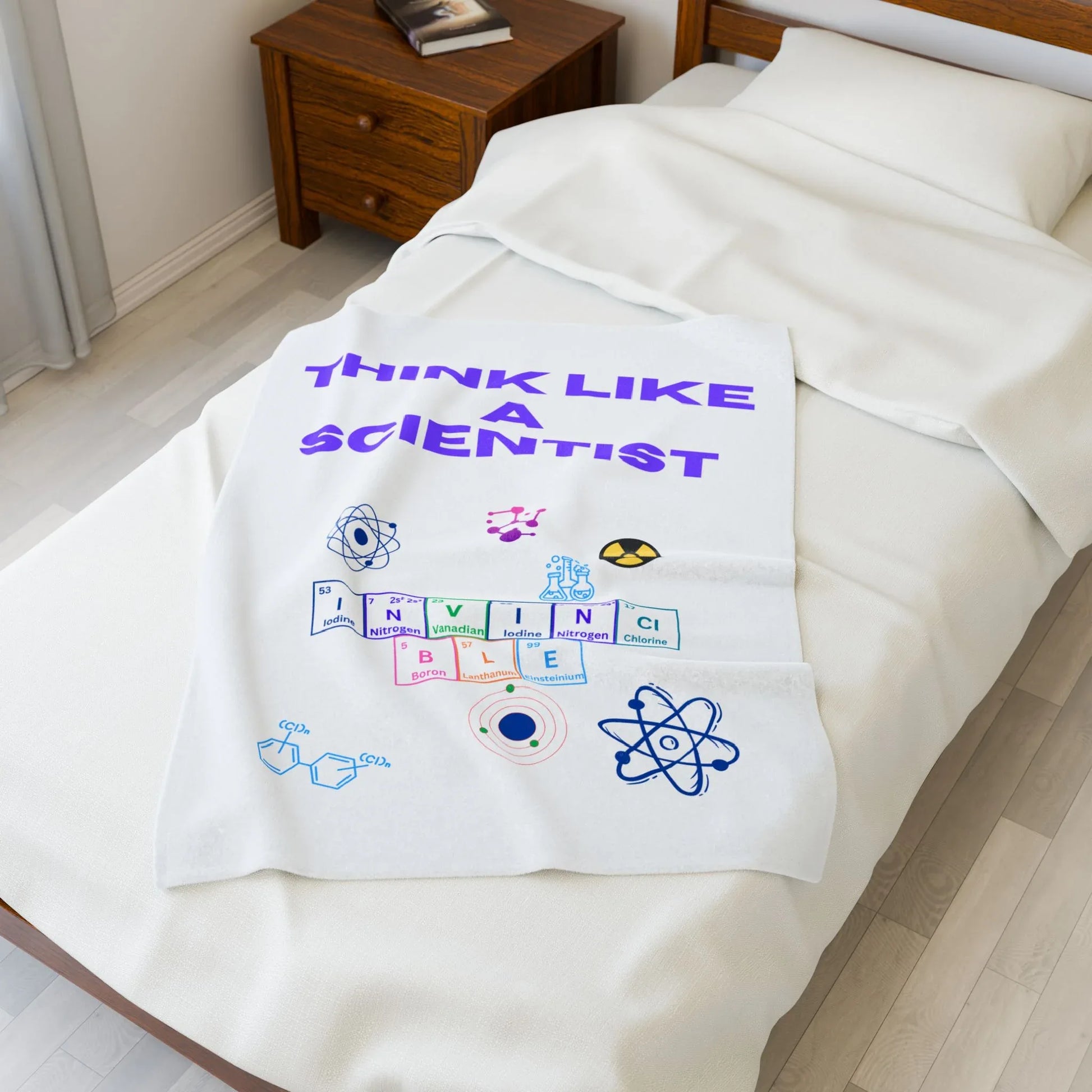 Think Like a Scientist Velveteen Plush Blanket - Cozy Gift for Science Lovers, Educational Decor, Science Theme, Home Comfort, [...] - RizQ Life 