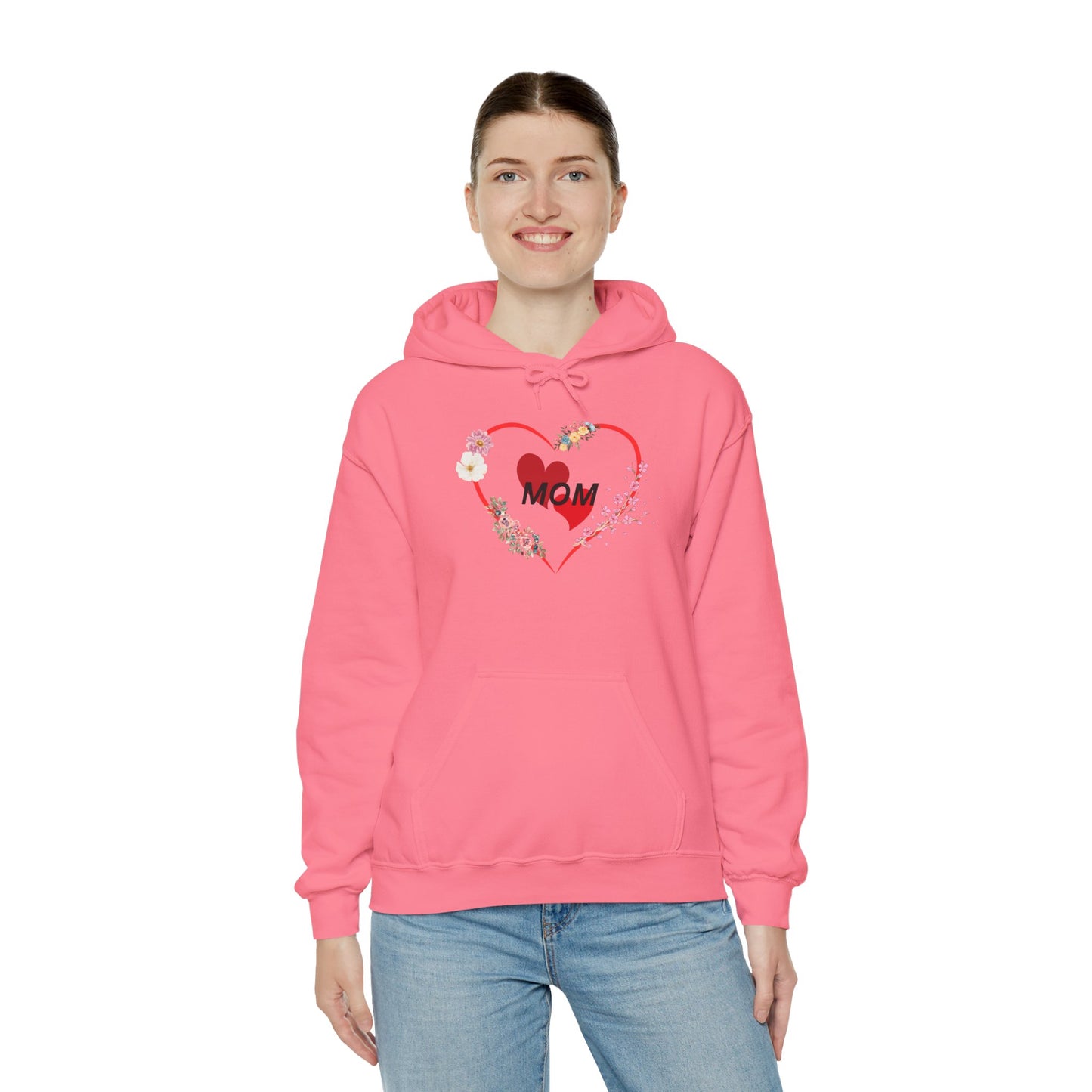 Mom Love Hoodie - Floral Heart Design - Perfect Gift for Mother's Day