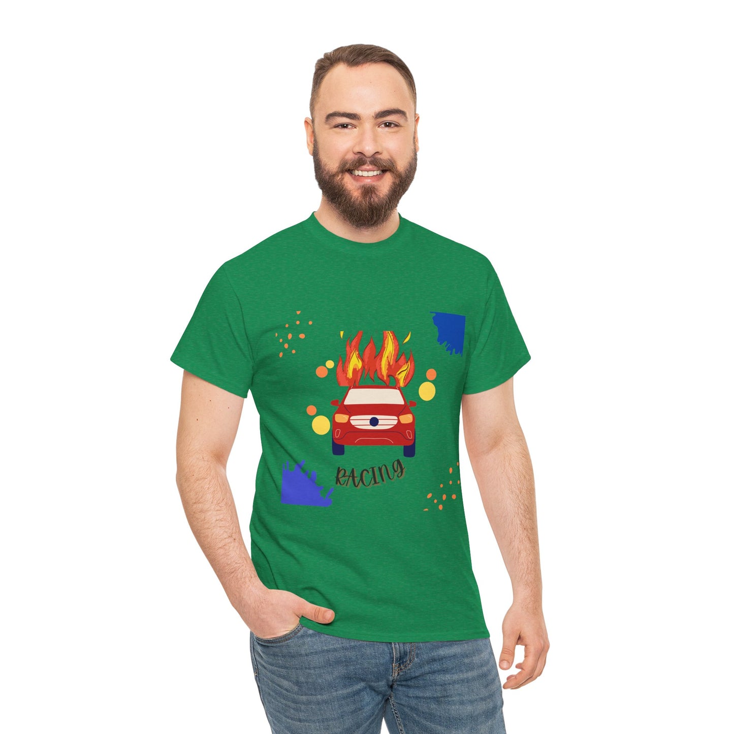 Unisex Racing Graphic T-Shirt – Heavy Cotton Car Racing Tee for Men & Women, Casual Motorsport Fan Shirt, Short Sleeve Top, Sizes S-5XL
