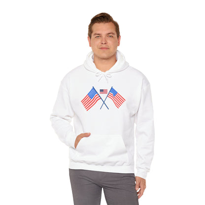 Men's Patriotic Hoodie - Double American Flag Graphic