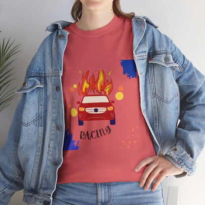 Unisex Racing Graphic T-Shirt – Heavy Cotton Car Racing Tee for Men & Women, Casual Motorsport Fan Shirt, Short Sleeve Top, Sizes S-5XL