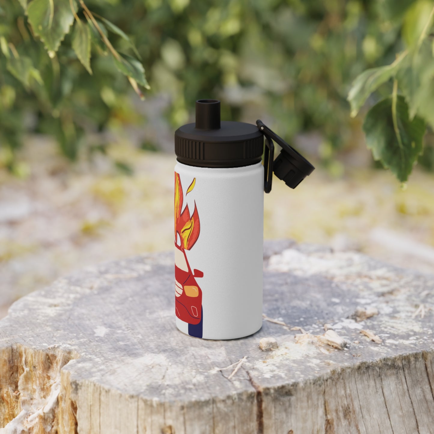 Kids Water Bottle - Fire Car Design