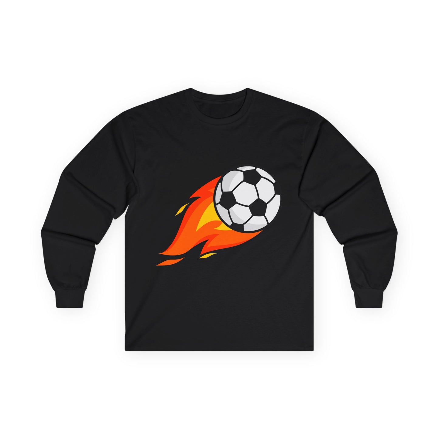Flaming Soccer Ball Long Sleeve Tee - Sports Lovers Shirt