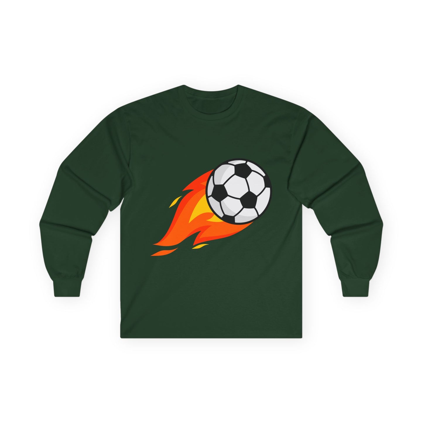 Flaming Soccer Ball Long Sleeve Tee - Sports Lovers Shirt