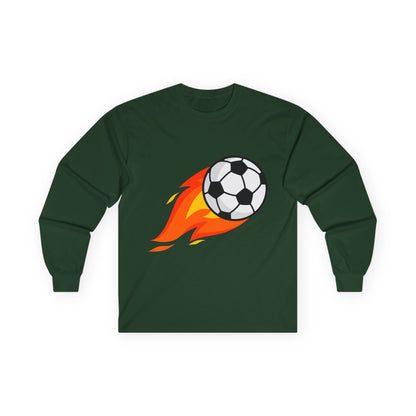 Flaming Soccer Ball Long Sleeve Tee - Sports Lovers Shirt