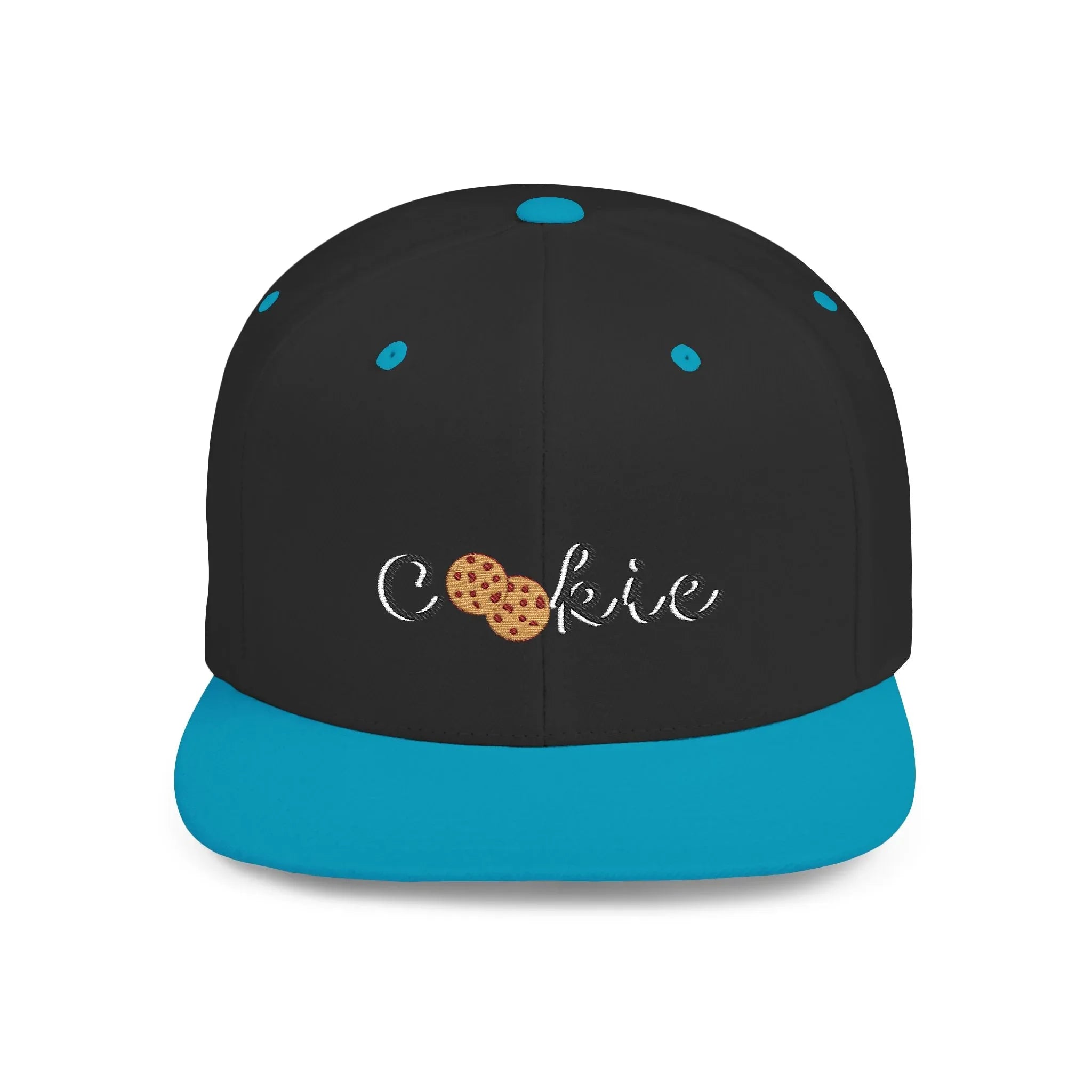 Trendy Cookie Flat Bill Snapback Cap – Adjustable, stylish hat for cookie lovers. Perfect gift for adults, birthdays, holidays, and streetwear fashion. - RizQ Life 