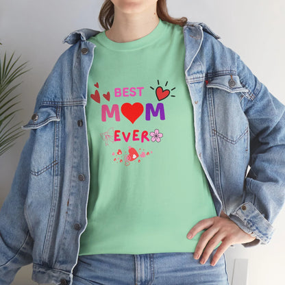 Best Mom Ever Mother’s Day T-Shirt - Aesthetic Heart & Bow Graphic Tee
