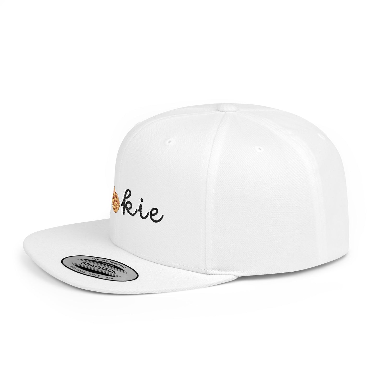 Trendy Cookie Flat Bill Snapback Cap – Adjustable, stylish hat for cookie lovers. Perfect gift for adults, birthdays, holidays, and streetwear fashion.