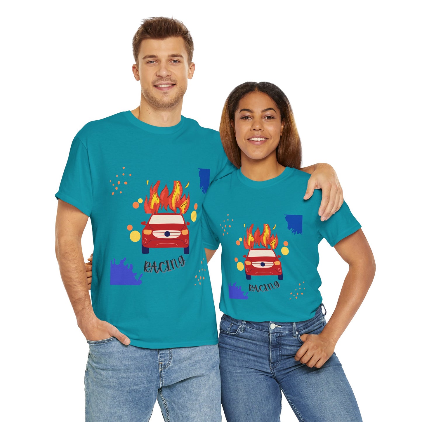 Unisex Racing Graphic T-Shirt – Heavy Cotton Car Racing Tee for Men & Women, Casual Motorsport Fan Shirt, Short Sleeve Top, Sizes S-5XL