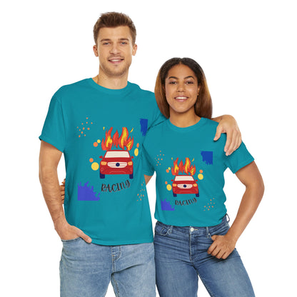 Unisex Racing Graphic T-Shirt – Heavy Cotton Car Racing Tee for Men & Women, Casual Motorsport Fan Shirt, Short Sleeve Top, Sizes S-5XL