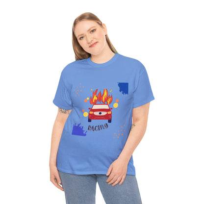 Unisex Racing Graphic T-Shirt – Heavy Cotton Car Racing Tee for Men & Women, Casual Motorsport Fan Shirt, Short Sleeve Top, Sizes S-5XL