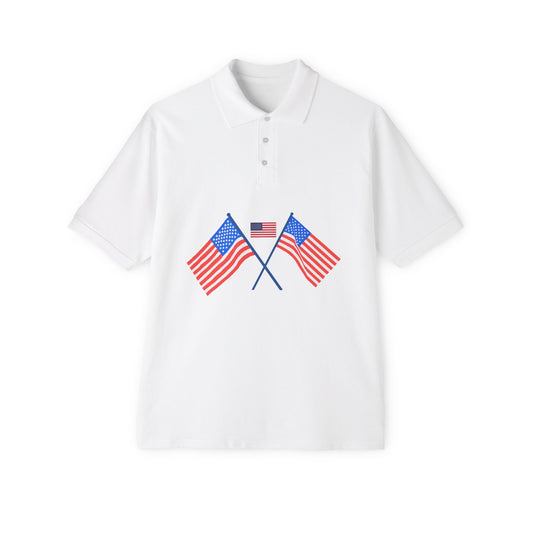 Men's USA Flag Piqué Polo Shirt - Patriotic Design