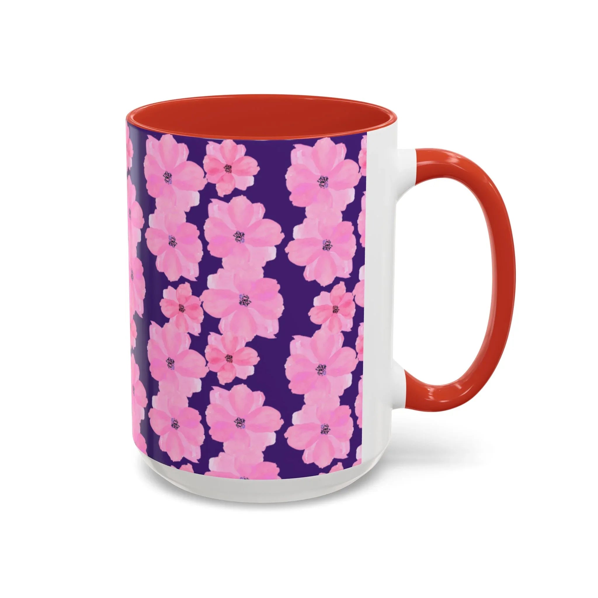 Chic Floral Coffee Mug - Pink Blossoms on Dark Background - RizQ Life 