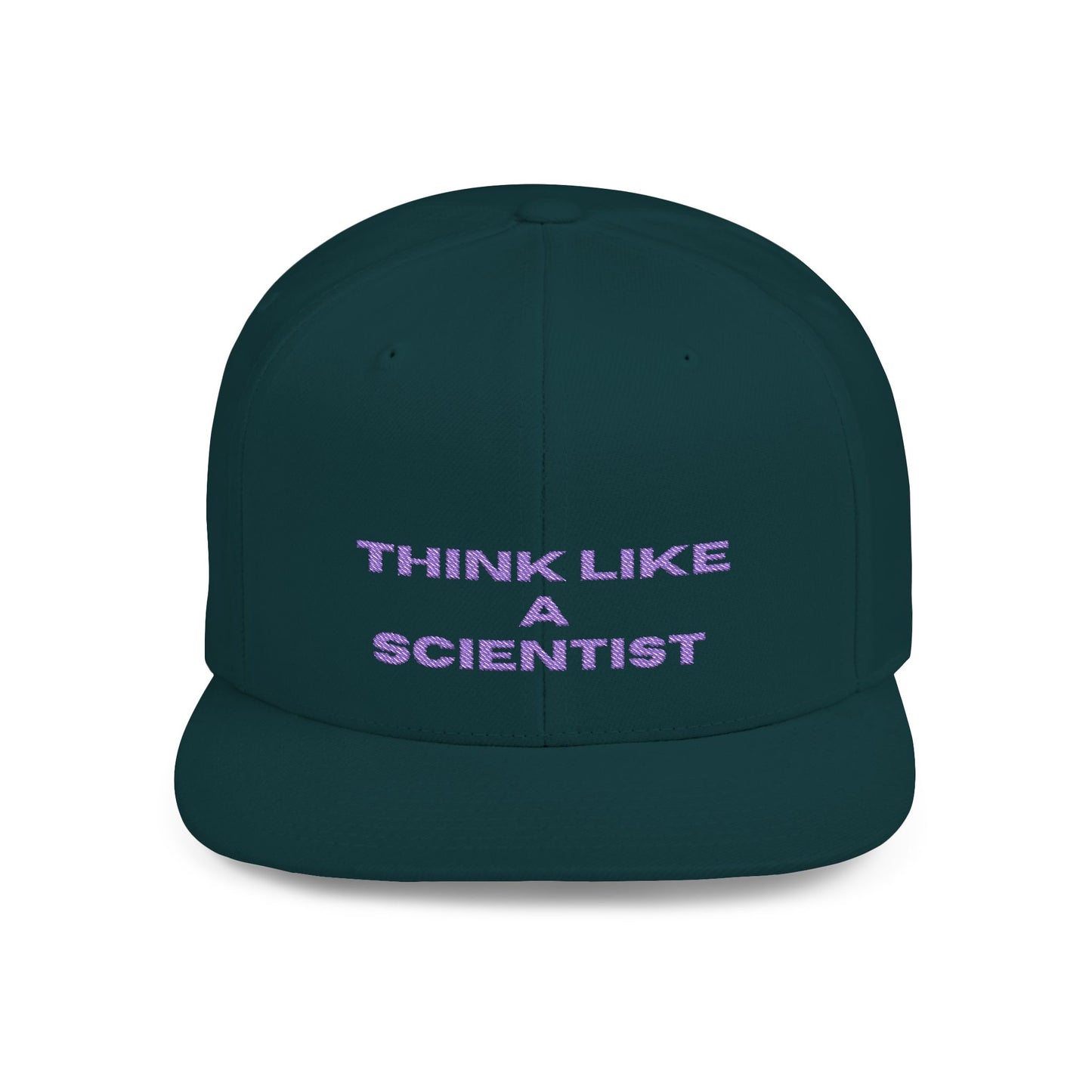 Think Like A Scientist Snapback Cap – Trendy flat bill hat for science lovers, STEM enthusiasts, and geeky gifts. Perfect for casual wear & conventions.