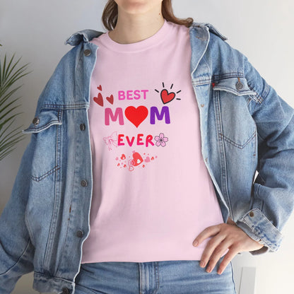 Best Mom Ever Mother’s Day T-Shirt - Aesthetic Heart & Bow Graphic Tee