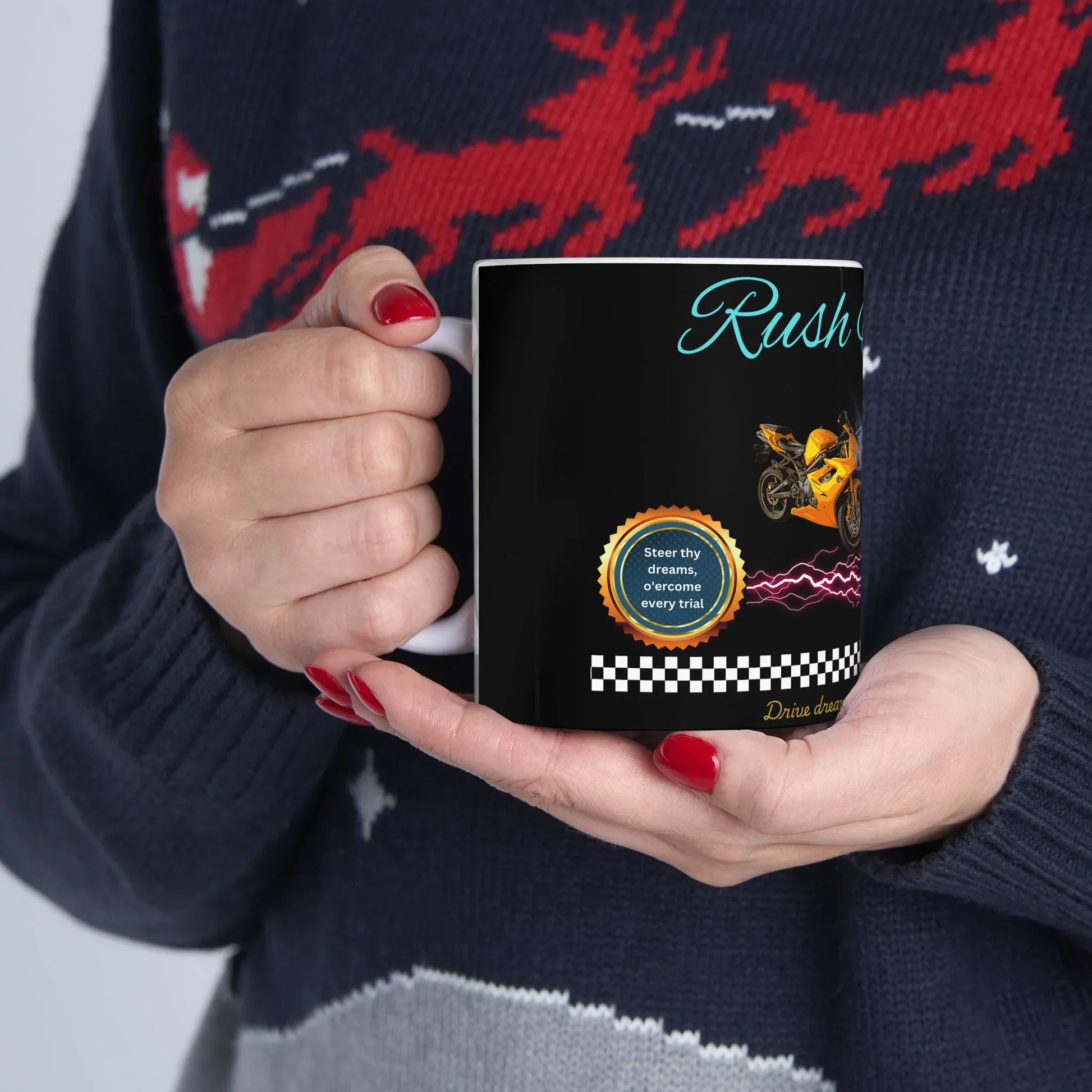 Racing Mug - Rush & Roar Ceramic Mug - Perfect Gift for Car and Motorcycle Enthusiasts - RizQ Life 