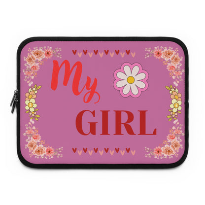 My Girl Floral Laptop Sleeve — Pink Daisy Protective Case