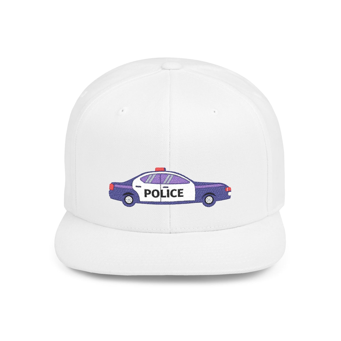 Shop the Police Car Snapback Cap – adjustable streetwear hat for adults, perfect car enthusiast gift and urban fashion accessory.