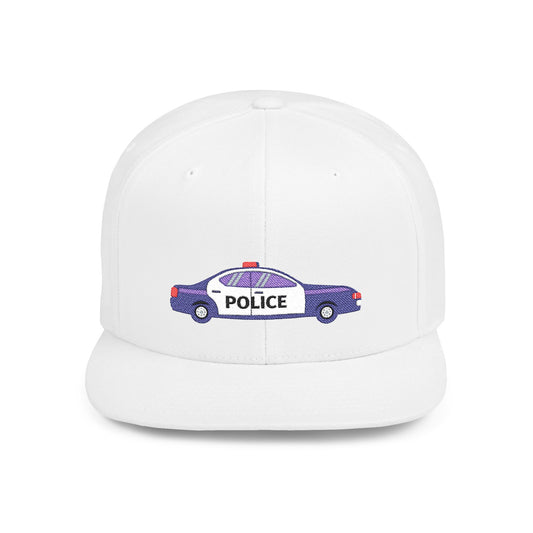 Shop the Police Car Snapback Cap – adjustable streetwear hat for adults, perfect car enthusiast gift and urban fashion accessory.